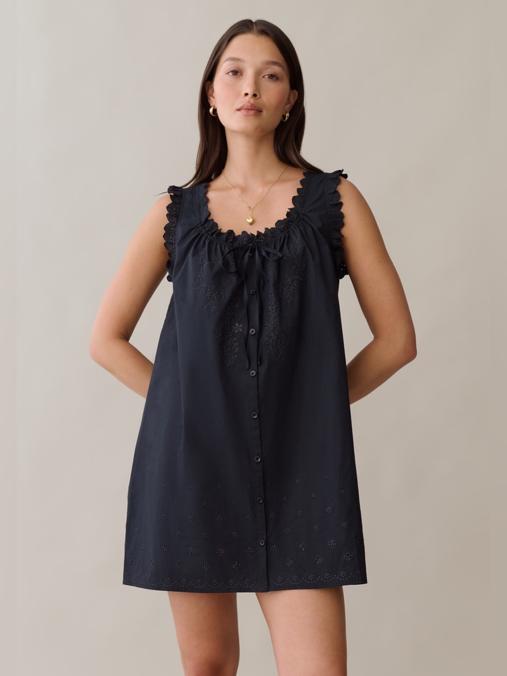 NWT Sorella Caroline Cotton Mini Dress size XS Black lace Few Moda